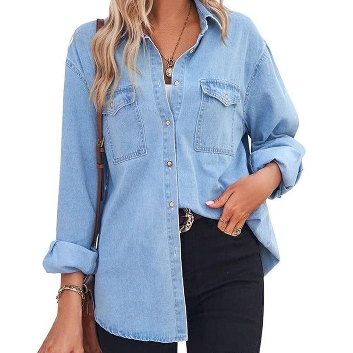 Camisa de Jean Vintage de Manga Larga Charlotte – Top Casual Chic