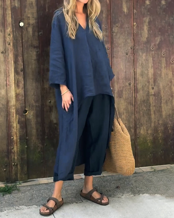 Carolyn | Conjunto Chic y Cómodo – Top Coordinado y Pantalones de Corte Relajado