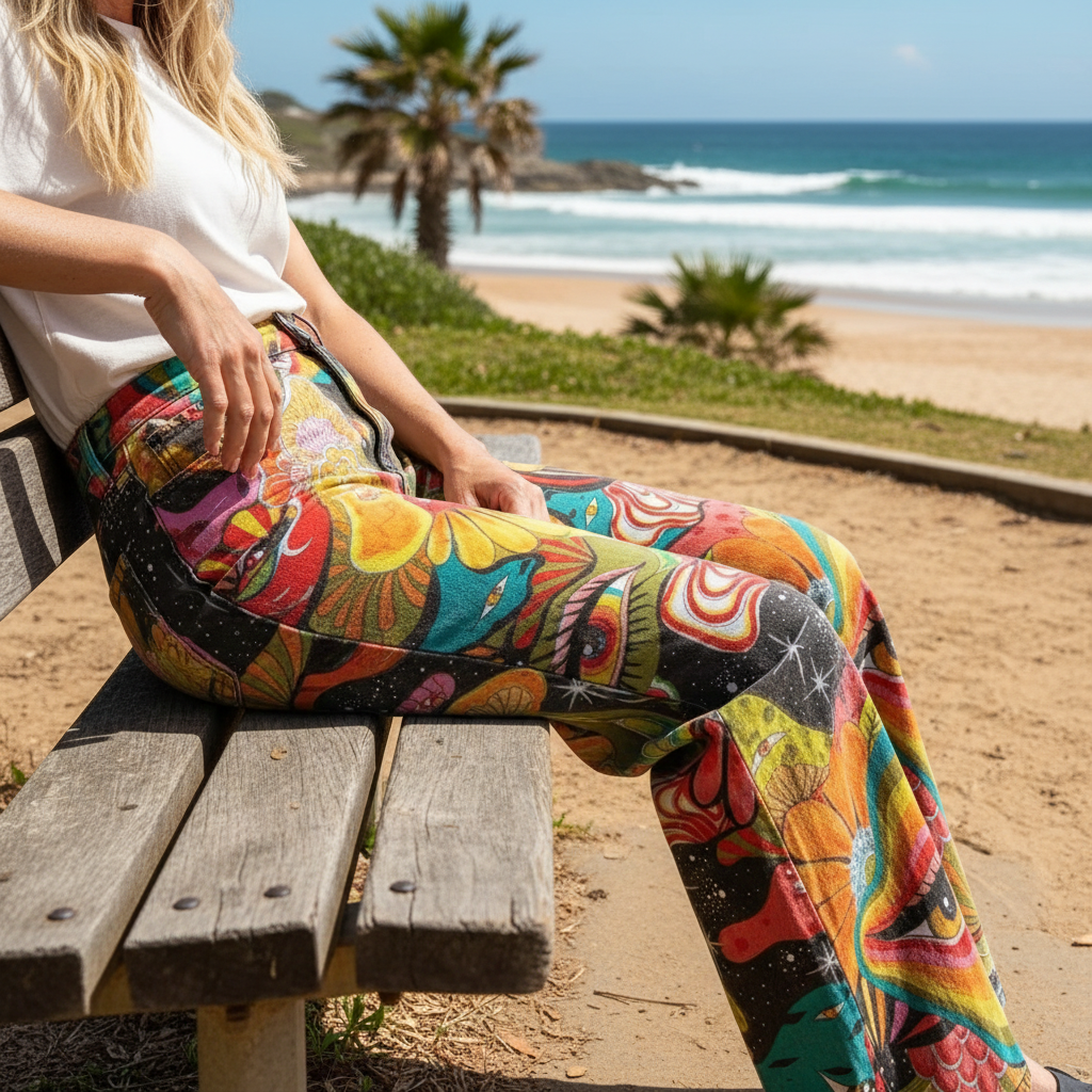 Gaia | Pantalones de Pierna Ancha en Tonos Tierra Boho