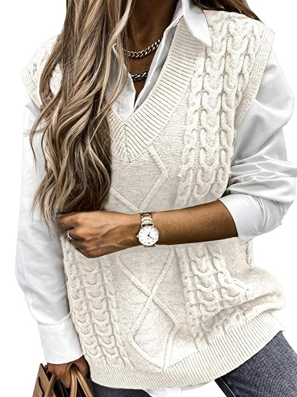 Hannah | Chaleco de punto texturizado con cuello en V para capas de otoño e invierno