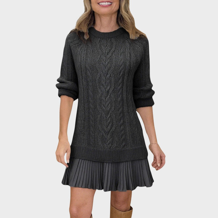 Connie | Vestido Suéter de Punto con Bajo Plisado