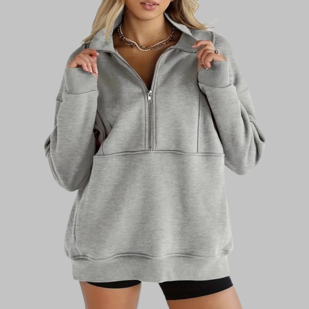 Psalm | Sudadera de Manga Larga Oversized con Media Cremallera y Cuello Cómodo