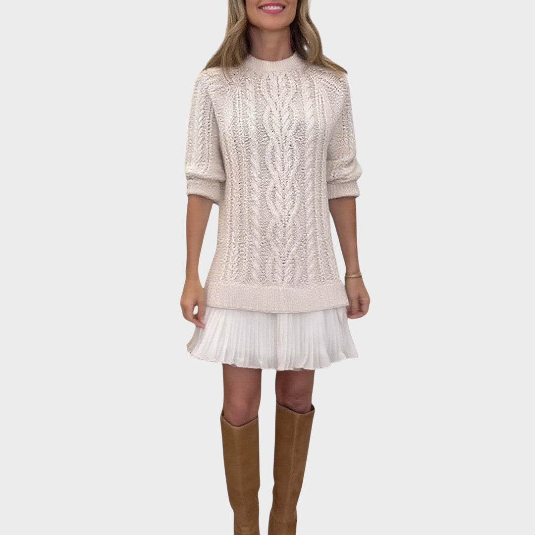 Connie | Vestido Suéter de Punto con Bajo Plisado