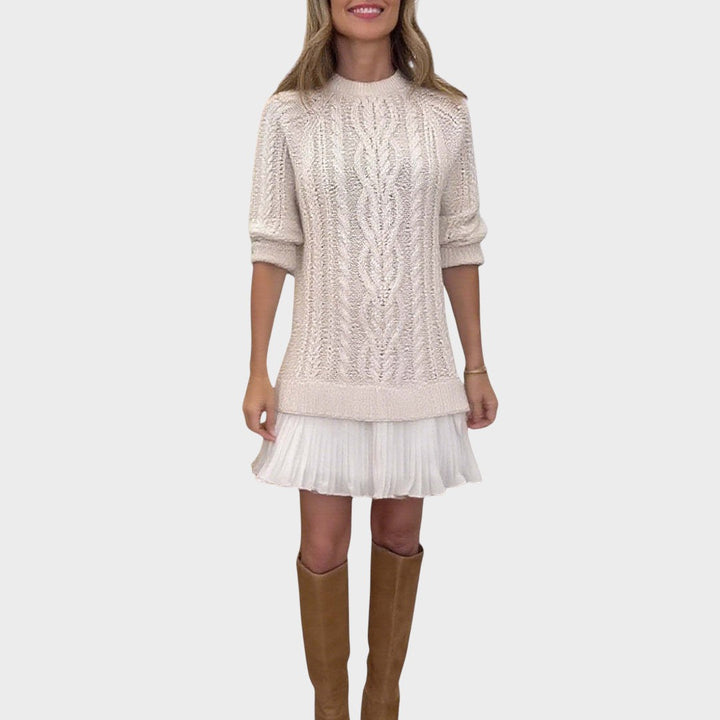 Connie | Vestido Suéter de Punto con Bajo Plisado