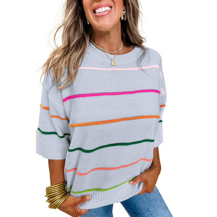 Rexandra | Top Ligero de Cuello Redondo a Rayas