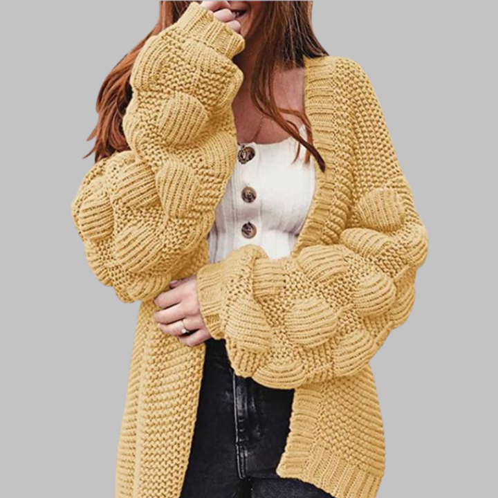 Giselle | Cárdigan Vintage Oversized de Punto Grueso Abierto
