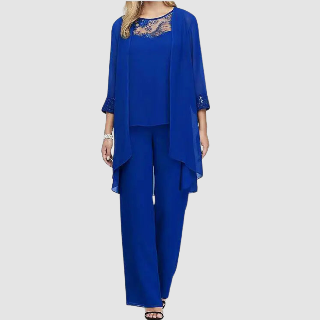 Iva | Conjunto Elegante de Tres Piezas – Top, Chaqueta y Pantalones Coordinados