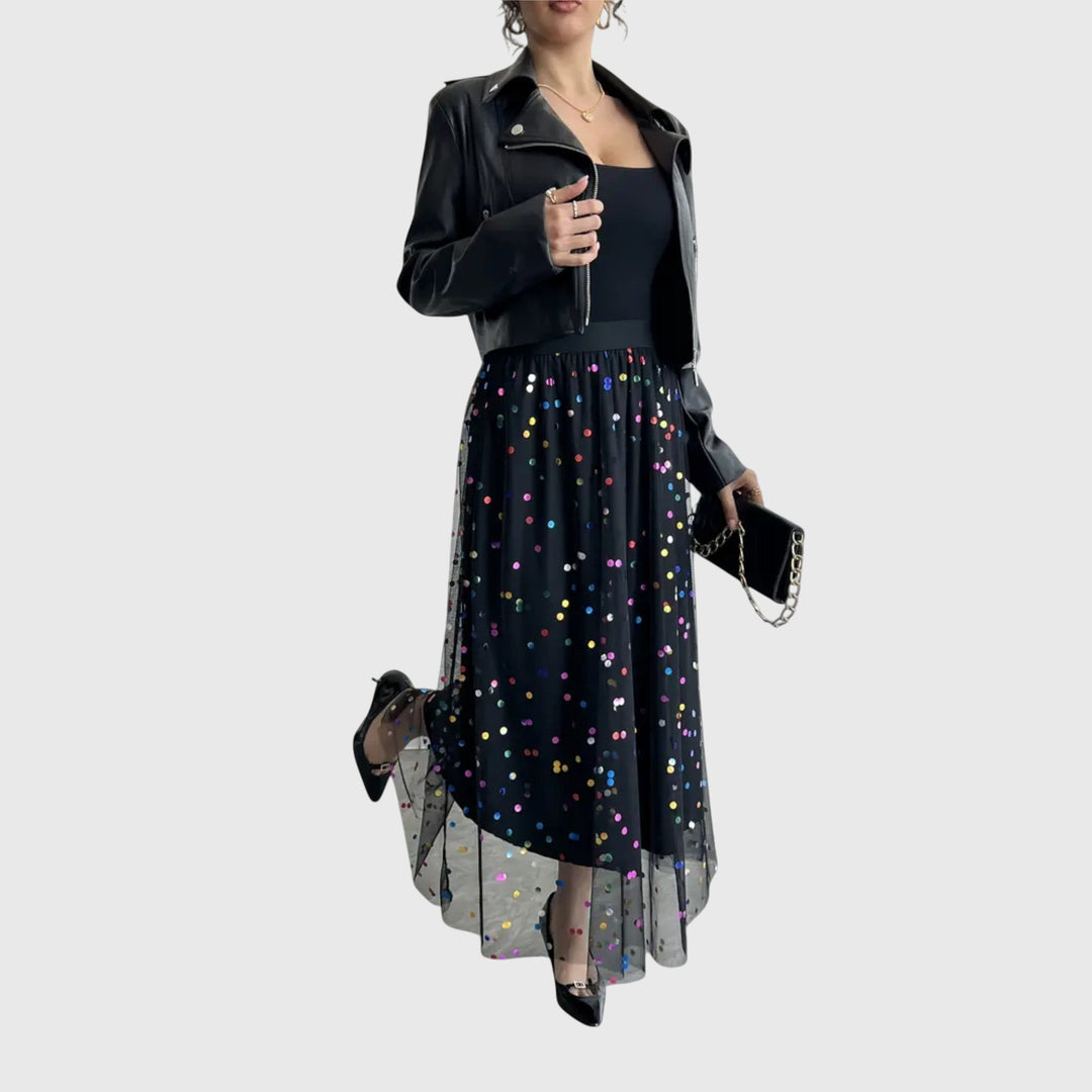 Mirta | Pollera Plisada con Brillos