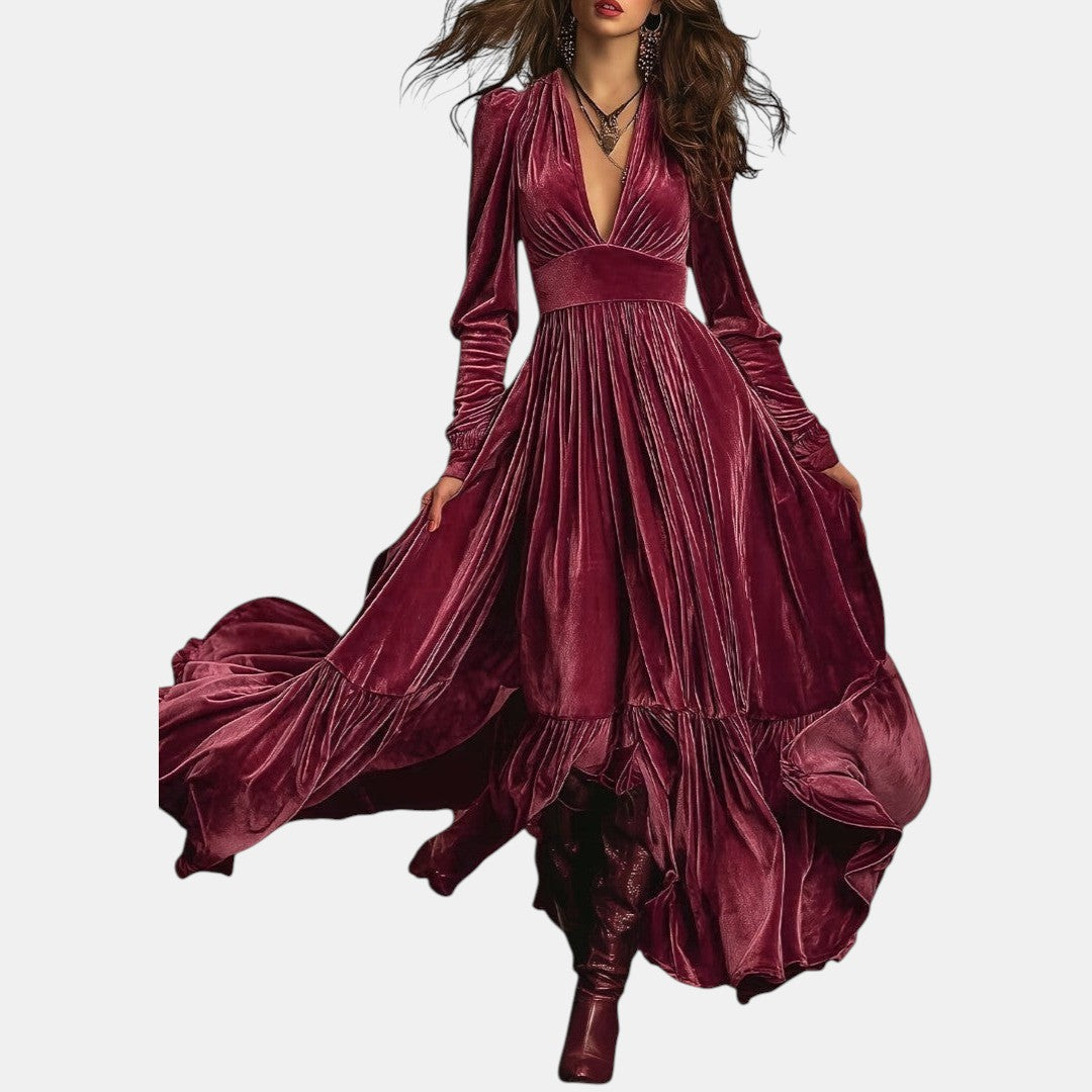 Salomé | Vestido Maxi de Terciopelo Elegante