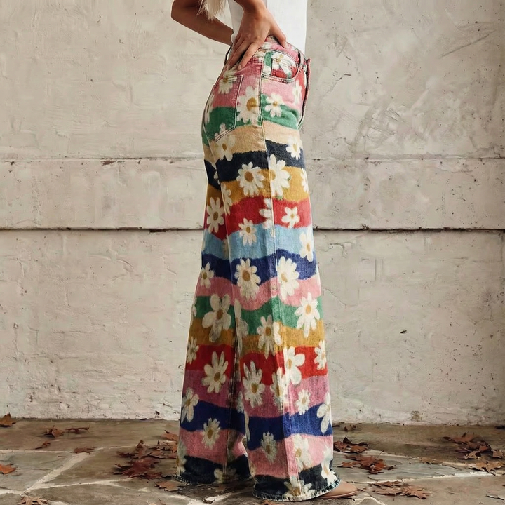 Monika | Pantalones Florales Boho Relaxados