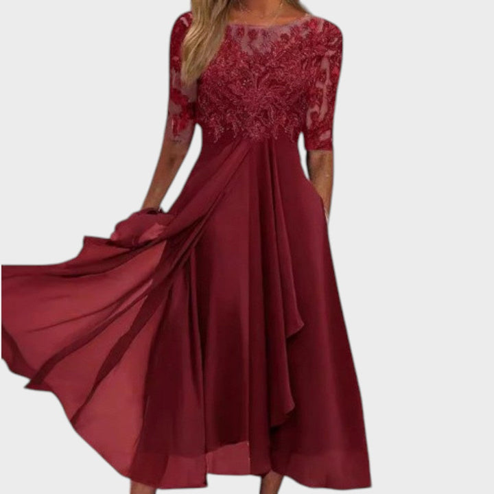 Berenice | Vestido Midi con Detalles de Encaje