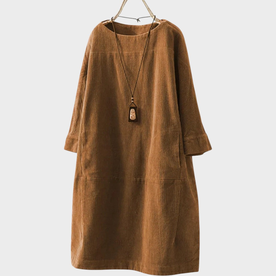 Delia | Vestido de Pana con Mangas 3/4