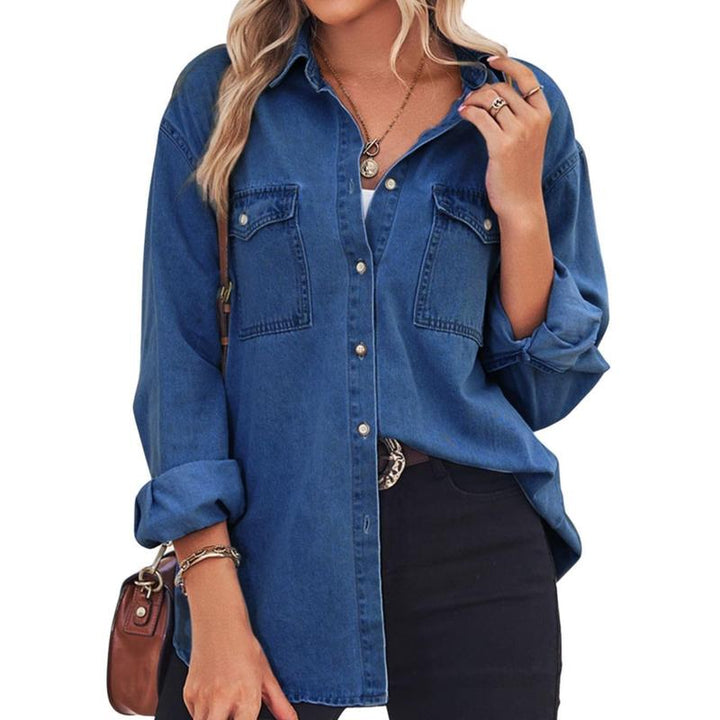 Camisa de Jean Vintage de Manga Larga Charlotte – Top Casual Chic