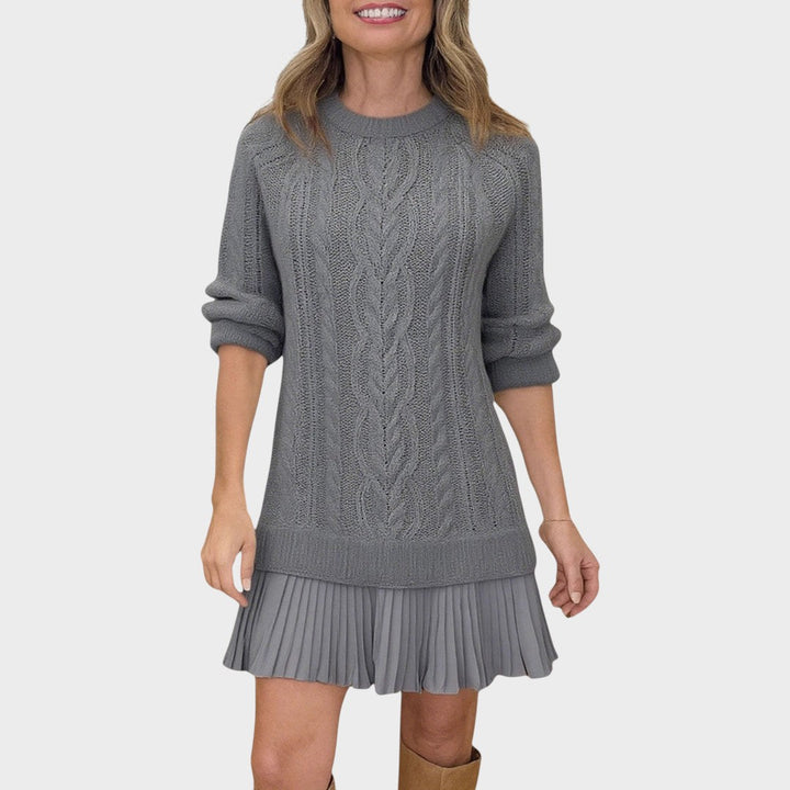 Connie | Vestido Suéter de Punto con Bajo Plisado