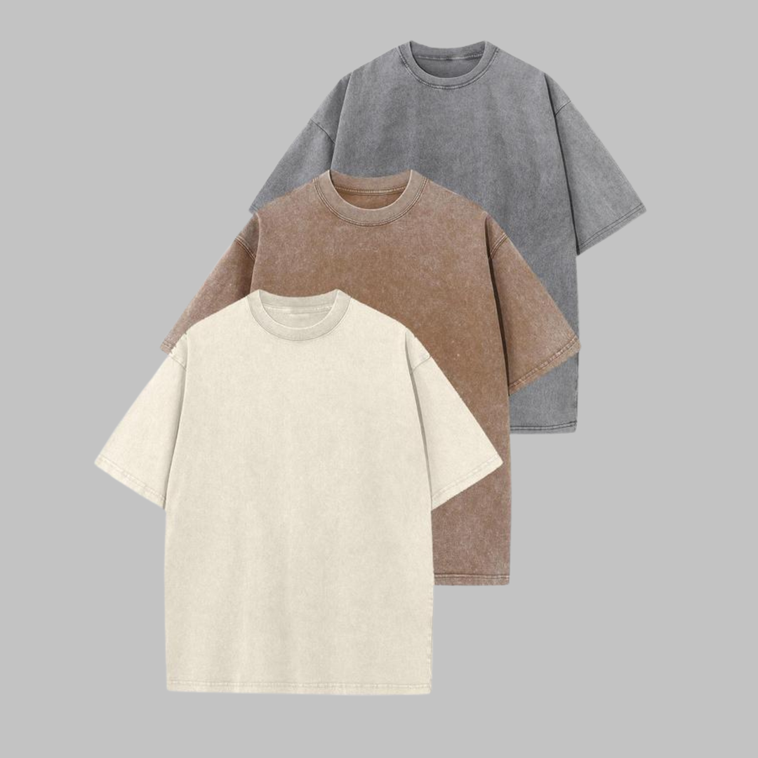 Afina | Camiseta Unisex de Cuello Redondo Oversized Lavada para Mujeres
