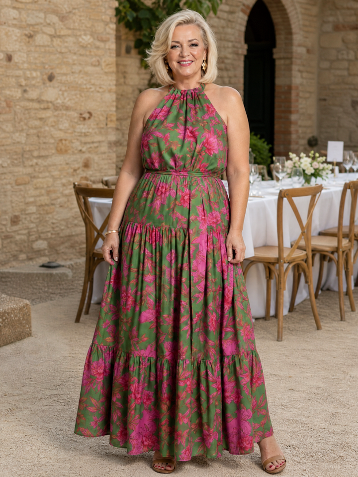 Milena | Vestido Midi Halter Drapeado
