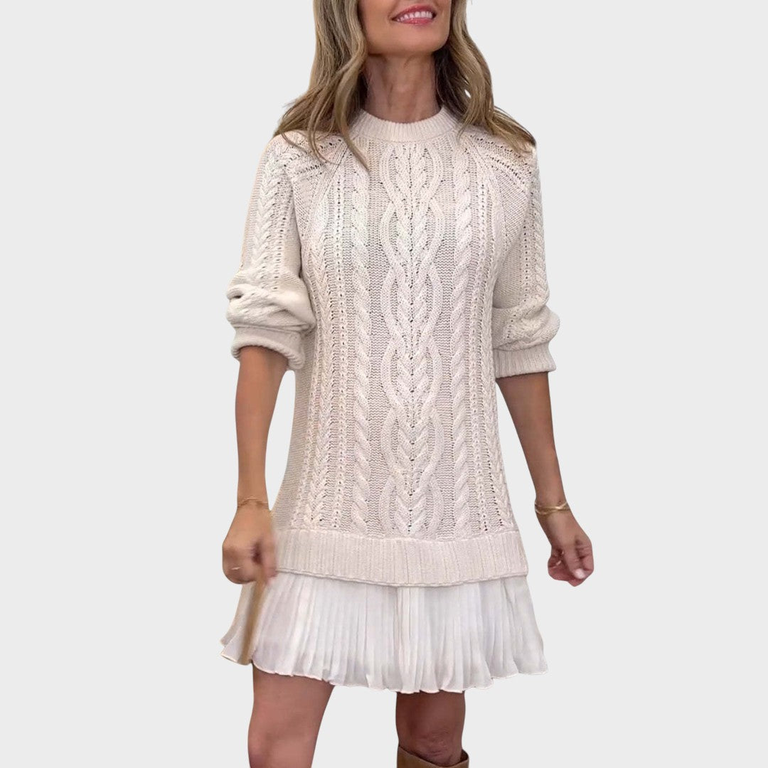 Connie | Vestido Suéter de Punto con Bajo Plisado