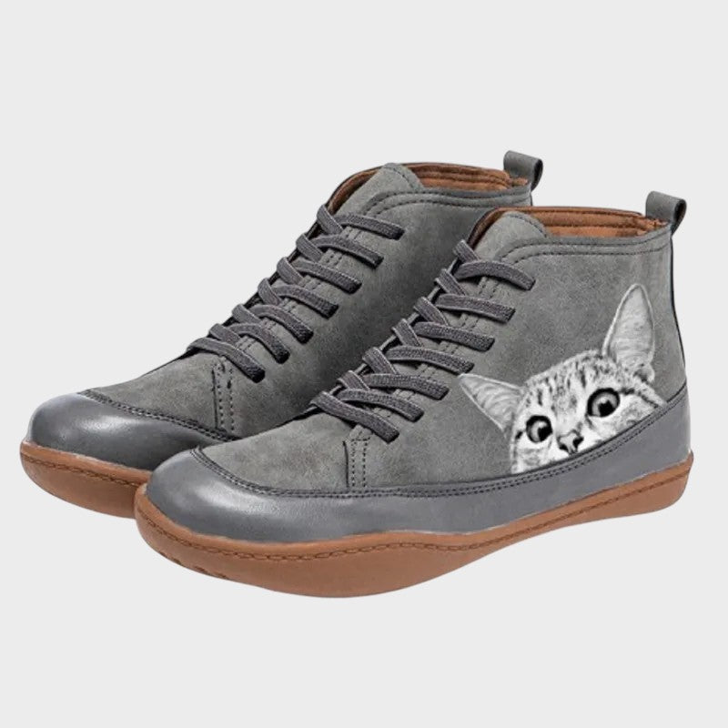 Mia | Botinetas de Cuero con Estampado
