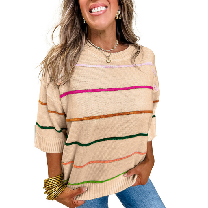 Rexandra | Top Ligero de Cuello Redondo a Rayas