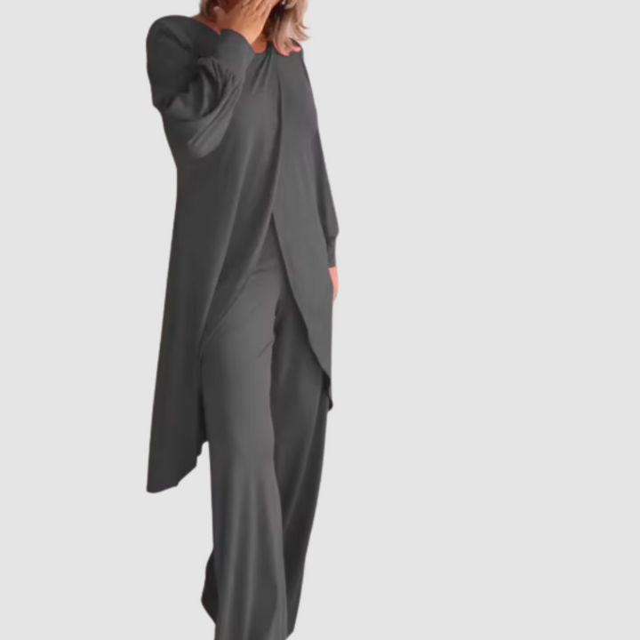 Laine | Elegante Conjunto de 2 Piezas – Top Largo y Pantalones Cómodos