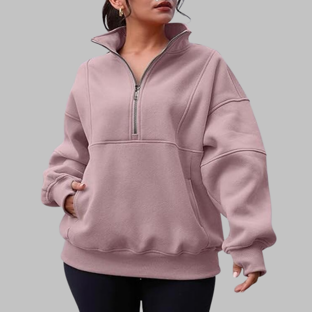 Psalm | Sudadera de Manga Larga Oversized con Media Cremallera y Cuello Cómodo
