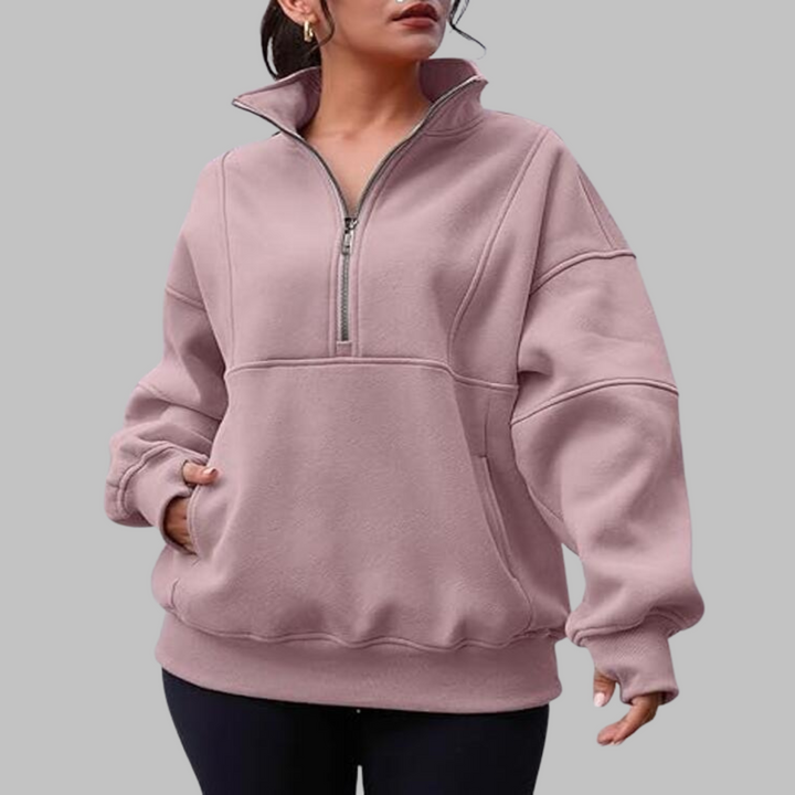 Psalm | Sudadera de Manga Larga Oversized con Media Cremallera y Cuello Cómodo