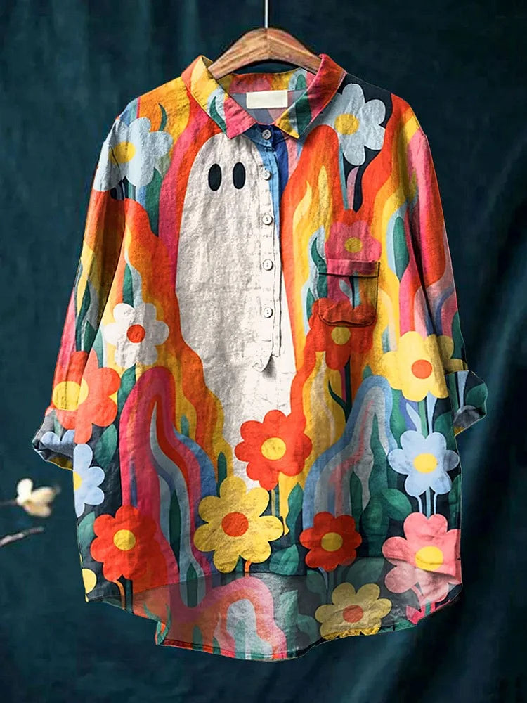 Camisa Artística de Planta Mayla – Camisa de Manga Larga Artística