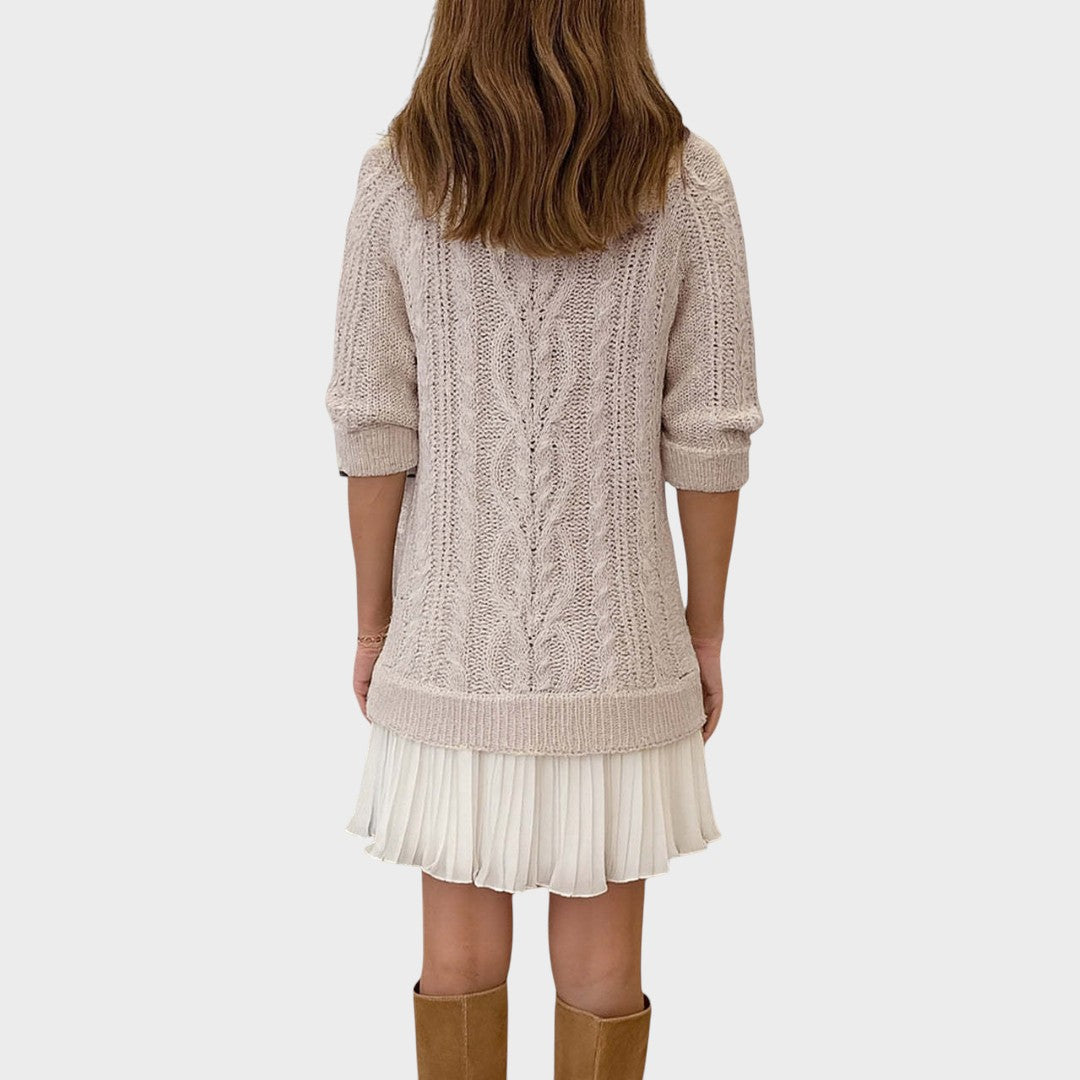 Connie | Vestido Suéter de Punto con Bajo Plisado