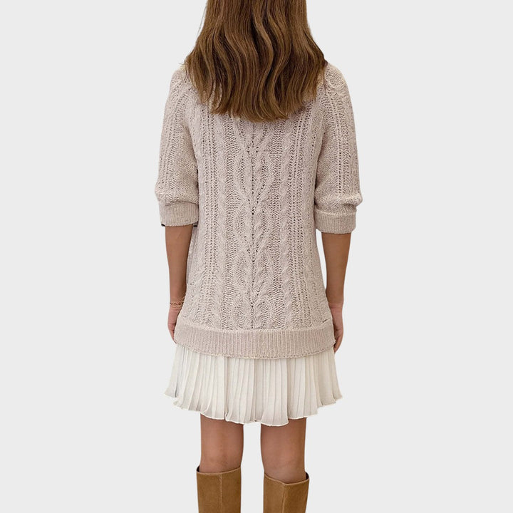 Connie | Vestido Suéter de Punto con Bajo Plisado