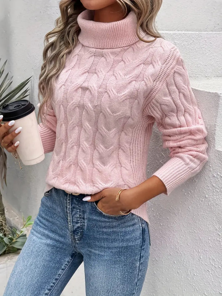 Maika | Suéter de Cuello Alto de Punto Trenzado
