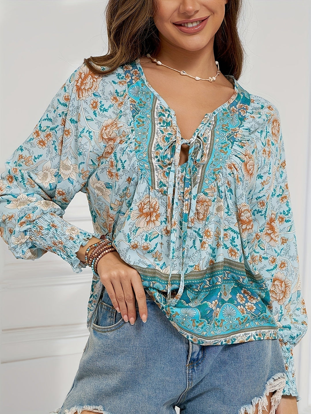 Jovie | Top Floral Campesino
