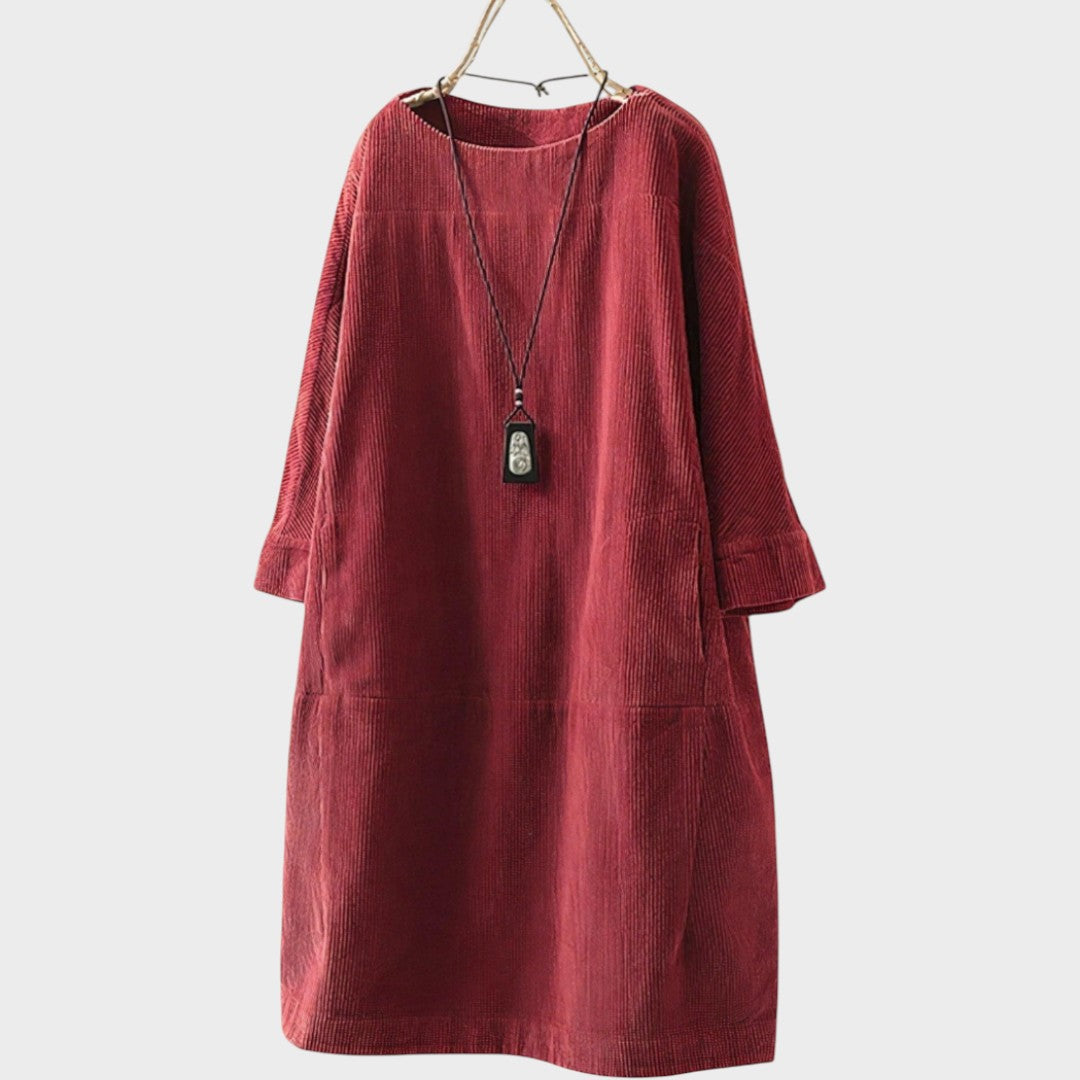 Delia | Vestido de Pana con Mangas 3/4