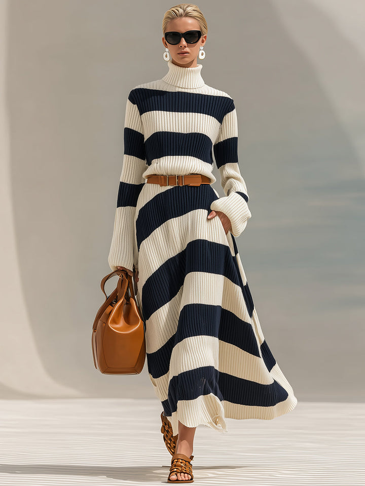 Lucrecia | Vestido Maxi de Punto con Rayas Marineras