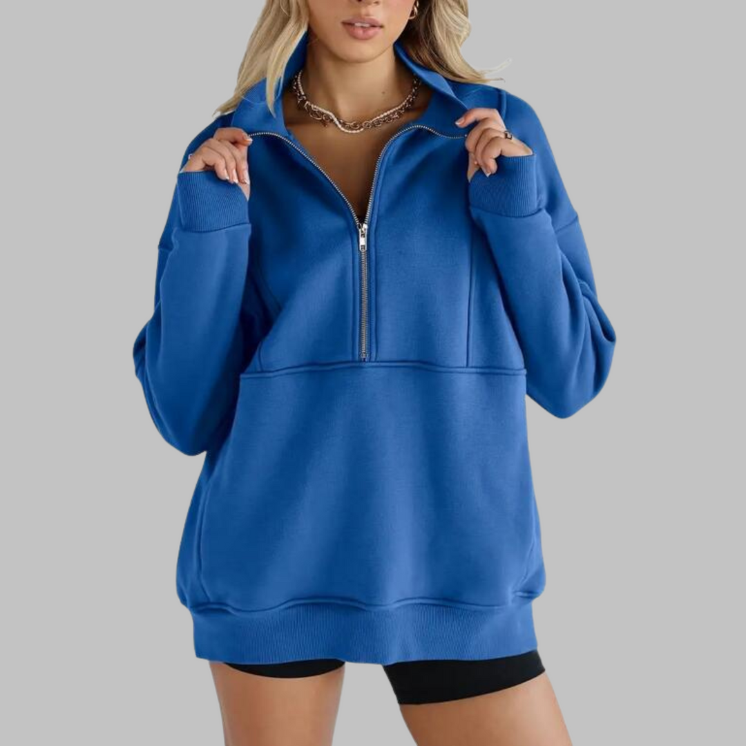 Psalm | Sudadera de Manga Larga Oversized con Media Cremallera y Cuello Cómodo