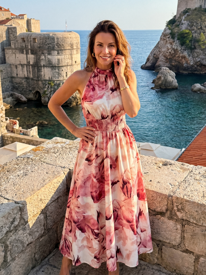 Abigail | Vestido Midi con Estampado Abstracto