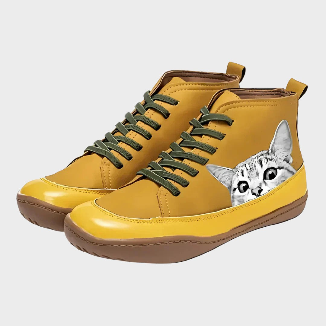 Mia | Botinetas de Cuero con Estampado