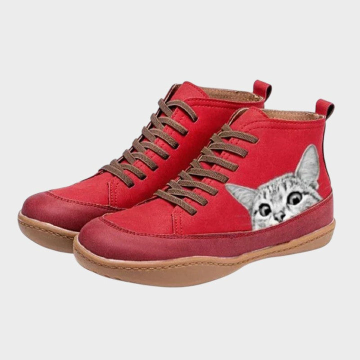 Mia | Botinetas de Cuero con Estampado