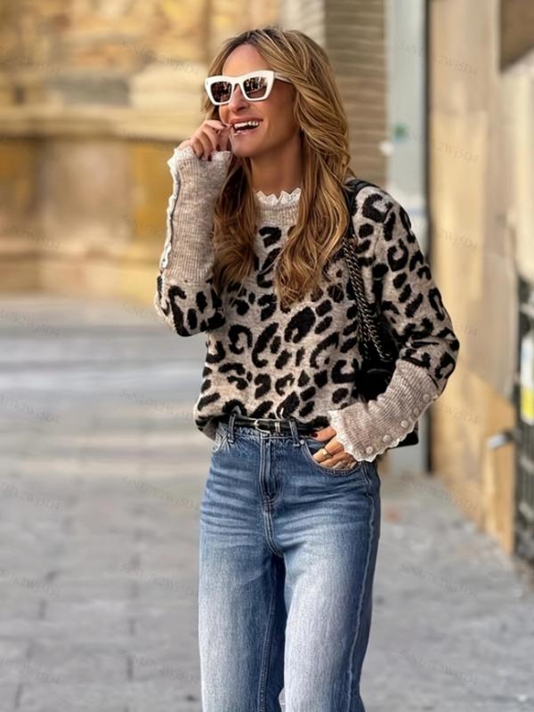 Audrey | Suéter de Moda con Estampado de Leopardo para Climas Fríos