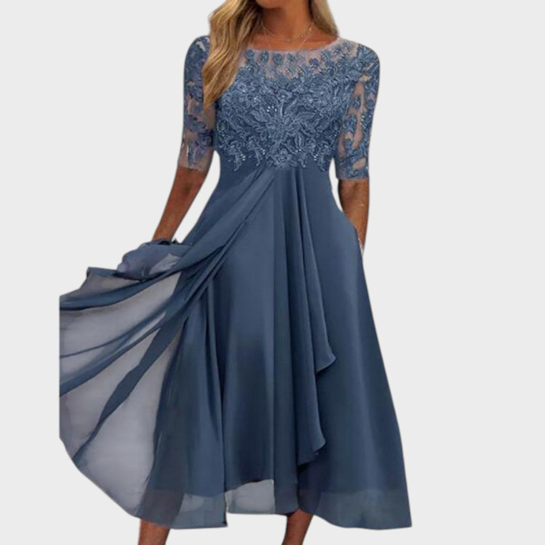 Berenice | Vestido Midi con Detalles de Encaje