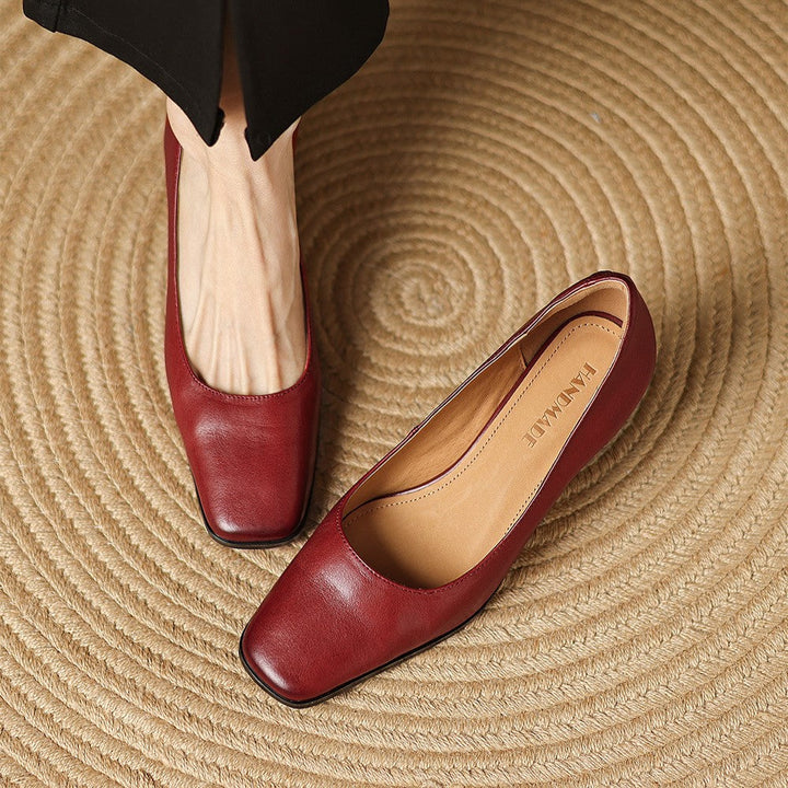 Oriel | Pumps Punta Cuadrada de Cuero