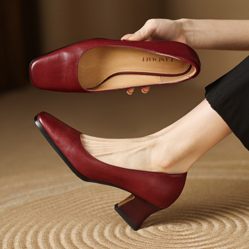 Oriel | Pumps Punta Cuadrada de Cuero