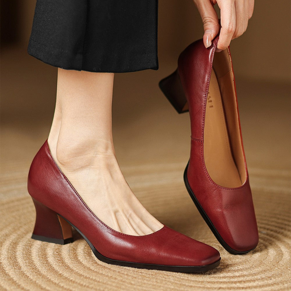 Oriel | Pumps Punta Cuadrada de Cuero
