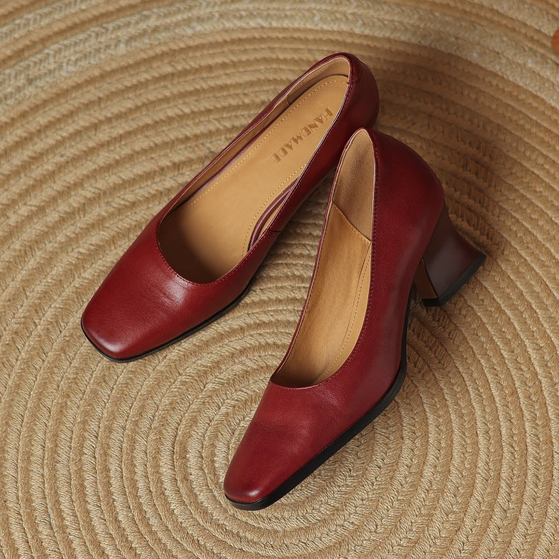 Oriel | Pumps Punta Cuadrada de Cuero