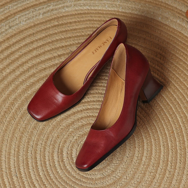 Oriel | Pumps Punta Cuadrada de Cuero