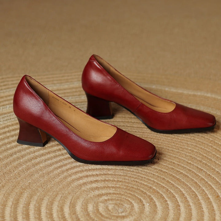 Oriel | Pumps Punta Cuadrada de Cuero