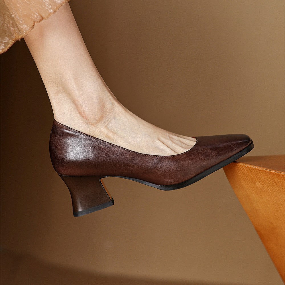 Oriel | Pumps Punta Cuadrada de Cuero
