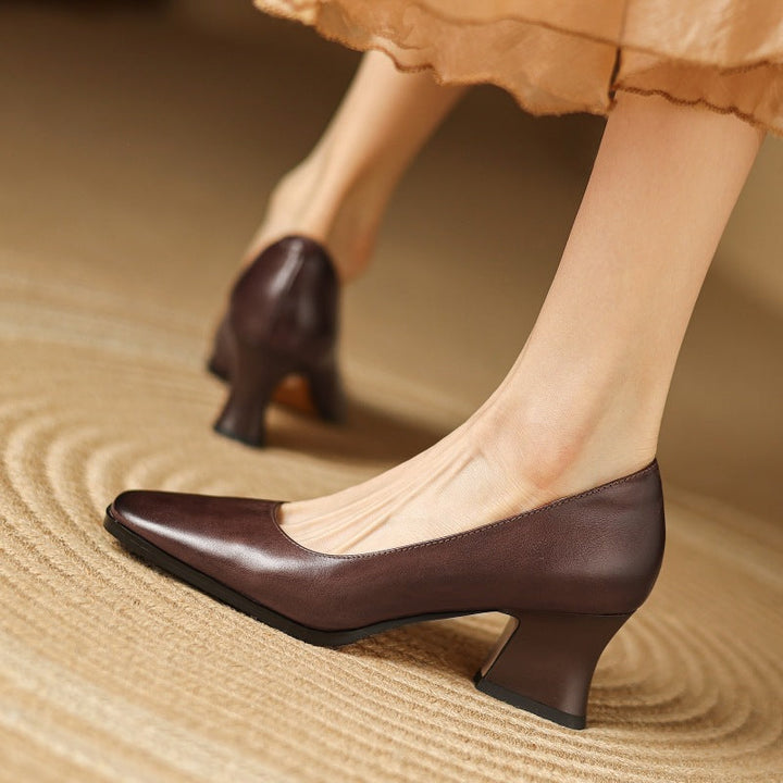 Oriel | Pumps Punta Cuadrada de Cuero