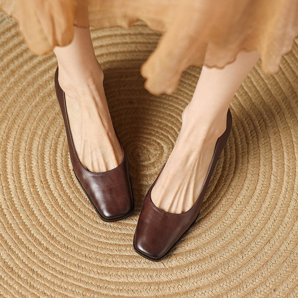 Oriel | Pumps Punta Cuadrada de Cuero