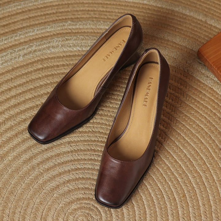 Oriel | Pumps Punta Cuadrada de Cuero