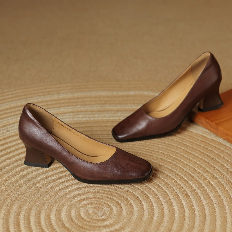Oriel | Pumps Punta Cuadrada de Cuero